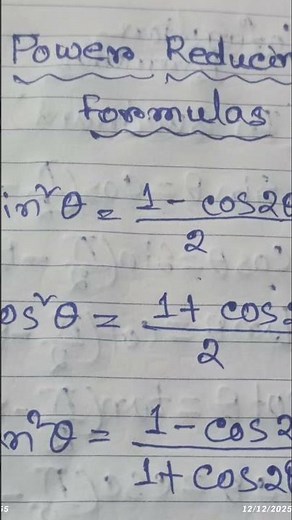 Power Reducing Formulas