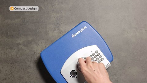 SentrySafe Small Blue Safe with Digital Keypad, Lock Box for Dorm or Travel can Store Money, Jewelry, Passports, ‎0.08 Cubic Feet, Exterior: 2.9 x 10 x 7.9 inches, P008EBLU