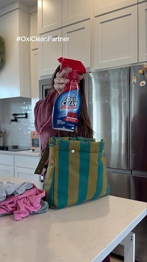 Dump the bags, spray the stains, wash later 😜 #OxiClean #MaxForce #cleanhacks