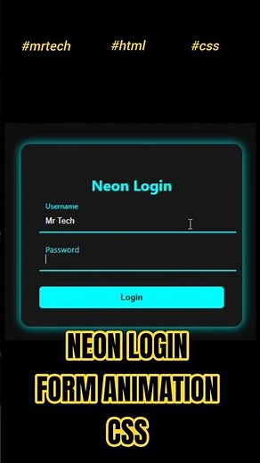 ✨How to Create Neon Stylish CSS Form using HTML and CSS | HTML & CSS ✨ #coding #shorts