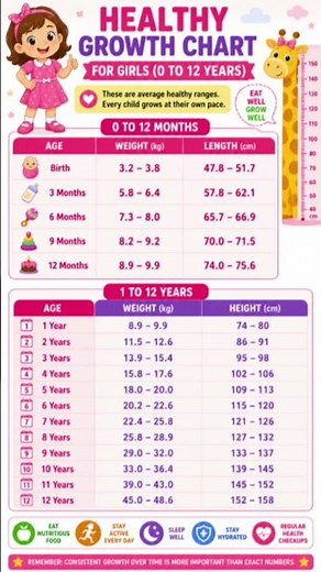 Boys vs Girls Growth Chart (0–12 Years) | Height & Weight Standards Explained #shorts #/#healthtips