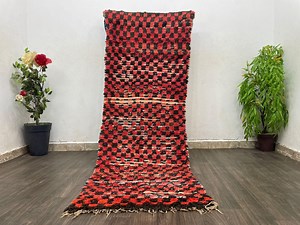 Handmade Berber Wool Runner Rug: Checkered Vintage Moroccan Decor (3x8) - Etsy
