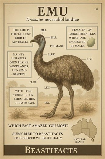 Vintage Emu Infographic: The Runner of the Outback 🐦🏜️