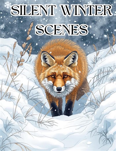 Silent Winter Scenes Coloring Pages Printable | Cozy Snowy Village & Cabin Adult Coloring Book | Relaxing Winter Landscape Digital Download - Etsy