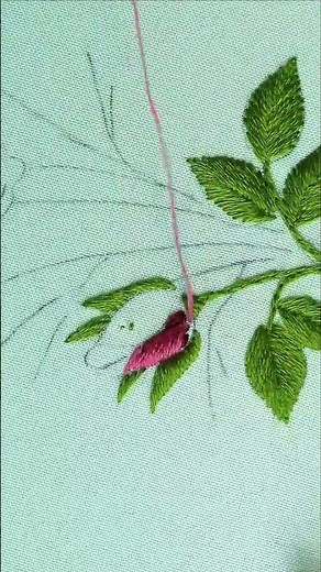 Rose Embroidery | Wool Thread Satin Stitch Flower Technique SHORT