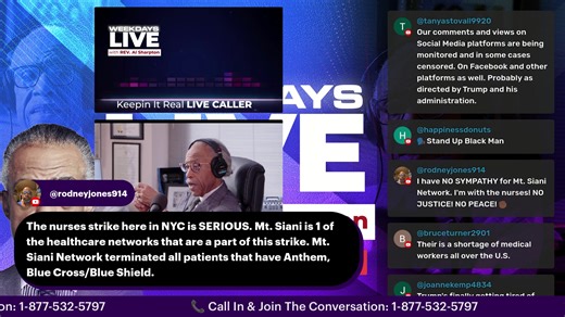 🎙️ Keeping It Real w/ Al Sharpton LIVE 🕐 Monday - Friday, 1-4 PM ET 📞 Call In & Join the Conversation: 877-532-5797 ➡️ Like, Share, & Subscribe to the National Action Network’s YouTube channel ➡️ Get Involved: Join us, support our mission, and donate directly at nationalactionnetwork.net | The National Action Network