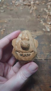 That's it Gromit, cheese! We'll go somewhere where there's cheese! A fine idea by Wallace as cheese is one of the best inventions. This wood carving took around four hours to complete and was made from linden wood using a carving knife and various small chisels. It took 600 photos to make this stop motion animation. | Clint Rose Carving