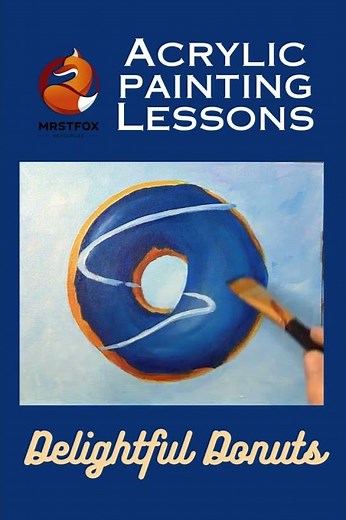 Easy Acrylic Painting Project for Middle School and High School Art (Who doesn't love donuts??)