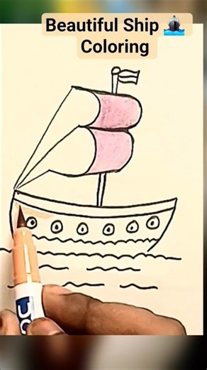 Ship Coloring For Kids | Easy Ship 🚢 Coloring Tutorial #Cartoon #Drawing