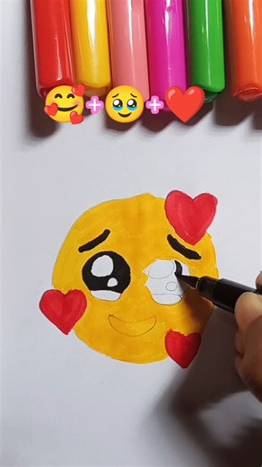 creative emoji art 🥰+🥹+❤️#trending #creative #art #drawing #painting #emoji #emotional #shortsfeed