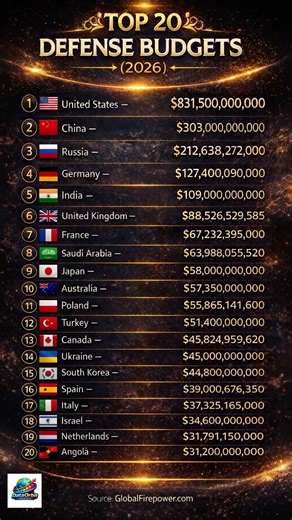 🎖️🌍 Top 20 Defense Budgets in the World (2026)
