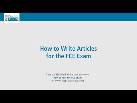 Writing Tutorial - Writing FCE Style Articles