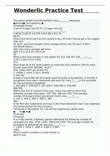 Latest Wonderlic 50 questions with compete answers and solutions1842 video
