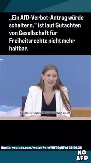 Umfassendes Rechtsgutachten zeigt: Die AfD erfüllt alle Anforderungen, verboten zu werden. Die Gesellschaft für Freiheitsrechte (GFF) hat ein neues Gutachten zur AfD veröffentlicht - mit über 2.500 Belegen! Erstellt über 13 Monate von 8 Expert*innen aus Verfassungsrecht & Rechtsextremismusforschung. Das Ergebnis: Ein Verbotsverfahren vor dem Bundesverfassungsgericht hätte Aussicht auf Erfolg! Volksverpetzer #afdverbotprüfen #afdverbotjetzt #NoAfD