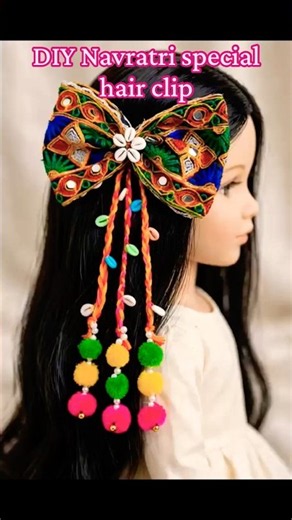 DIY Navratri Special Bow Hair Clip | Kutchi Embroidery Bow with Pom-Pom Latkan | Navratri Craft 2026