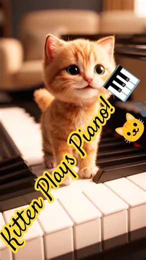 Kitten Plays Piano! 🎹🐱🎶 #aivideo #aishorts #shorts #shortsvideo #cuteanimal #cat #music #ai