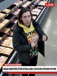 Damn I thought I raised my kids better but here's footage of Aiden stealing chicken from store while wearing a beef ramen shirt. Kids obviously confused lmao 😂😂 | Brenda J Scott
