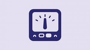 Blue Ampere meter, multimeter, voltmeter icon isolated on purple background. Instruments for measurement of electric current. 4K Video motion graphic animation.