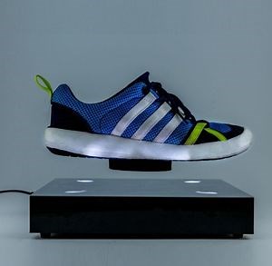 [Hot Item] 4 LED Light Square Magnetic Levitation Floating Desk Shoe Bottle Display Stand Load 2kg