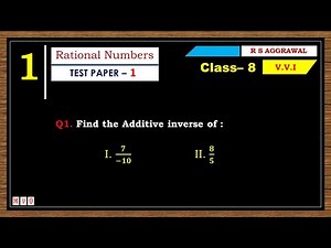 Math Class 8 | Test Paper - 1 | Qus. 1 | Rational Numbers | Chapter - 1 | R S AGGARWAL #mvo