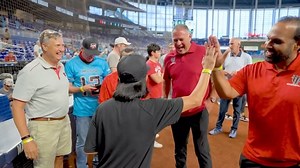 12K views · 61 reactions | University of Tampa President Teresa Abi-Nader Dahlberg and coach of the national championship #TampaBaseball team, Joe Urso ’92, showed Miami what Spartans can do! President Dahlberg threw the first pitch to Coach Urso in front of a packed stadium, including many Spartan alumni who call Miami their home, at the Marlins vs. Cubs game on Sunday. | The University of Tampa | Facebook