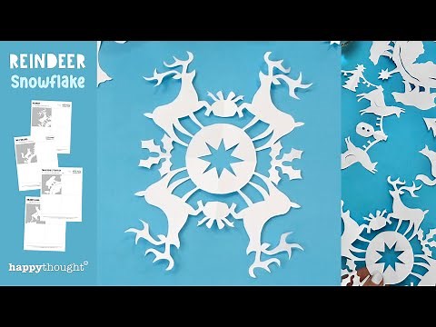 DIY paper Reindeer snowflake tutorial + template. Make a DIY festive paper decoration • Happythought