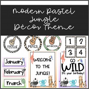 Modern Pastel Jungle Classroom Decor Theme