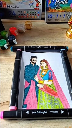 💞♥️💞Marriage Sketch simple colour brush Art 🎨❣️🌸❣️🌸#short/#New/