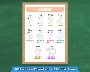 Numbers 1–10 Poster – Tracing Numbers Chart for Kids | Counting Wall Chart | Preschool & Kindergarten Classroom Decor – Printable PDF - Etsy Australia