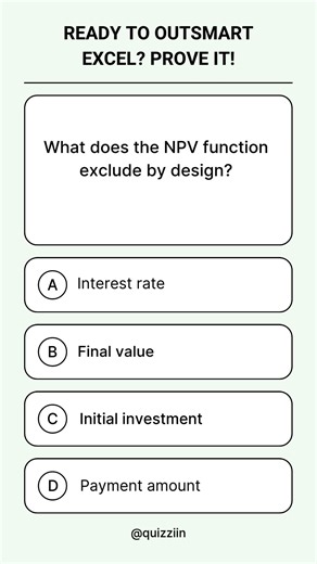 Excel | What does the NPV function exclude by design?