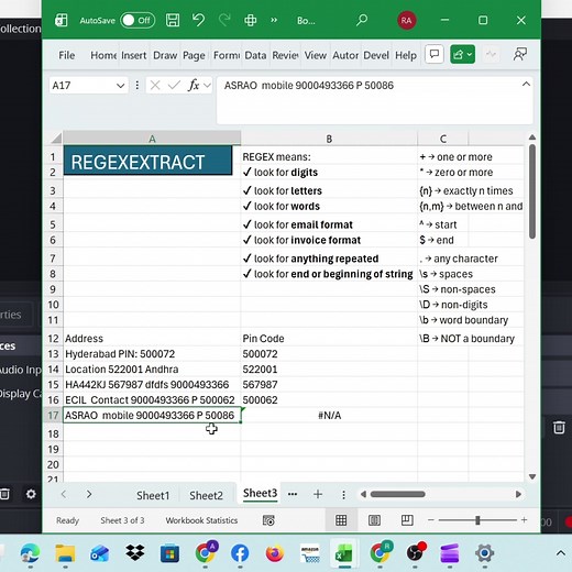 “Extract Anything in Excel Using REGEXEXTRACT | Best REGEX Tricks & Examples” #excel #excelregex #regexextract #excelformulas #exceltutorial #exceltips #excelforbeginners #googlesheets #regex #exceltricks #office365 #excelskills #excelfunctions #excelforindia #learnexcel #excelautomation #excelyoutube #exceltamil #exceltelugu #exceltutorialsinhindi | Ramesh Aitha