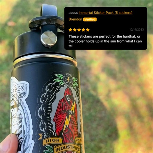 Trusted by tens of thousands of high voltage workers. ⚡ Love when people ask if you went to college? Wait till they find out you make more than their doctor. Fresh gear for the guys who picked practical skills over philosophy degrees. High Voltage Industries® stickers are made for those who put their lives on the line every day to keep the lights on, proudly repping their trade. ✅ Built to last ✅ UV Protected & Waterproof ✅ Thick, durable vinyl protects stickers from scratches, water, and sunlig