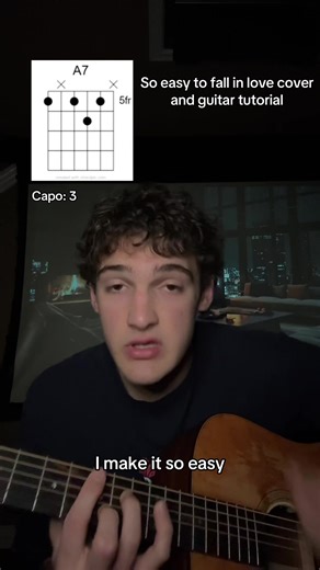 So easy to fall in love cover and guitar tutorial with chords #fyp #guitar #songcover #guitartutorial #oliviadean