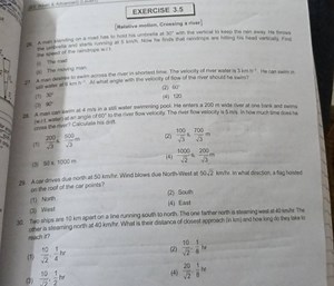 EXERCISE 3.5 [Relative motion, Crossing a river] a5. A man puan... | Filo