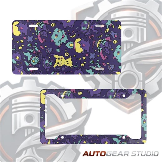 Ghost Type Pokémon License Plate & Frame Set - Gengar, Mimikyu, Gastly, Haunter - Kawaii Anime Car Accessories - Etsy