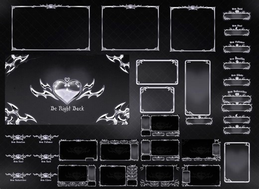 Y2K Gothic Silver Chrome Hologram Animated Stream Pack, Liquid Heart and Metal Decor Twitch Overlay Package for Stream, Discord, Youtube.... - Etsy