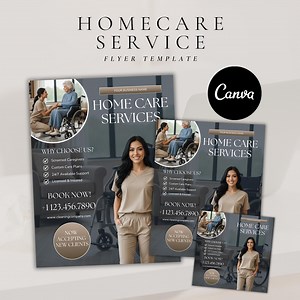 Home Care Service Flyer | Medical Brochure Template | Caregiver Services | Canva Instant Download | Social Media Post - Etsy