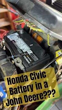 Honda Civic Battery In a John Deere Lawn Tractor - DIY #shorts #johndeere #lawnmower