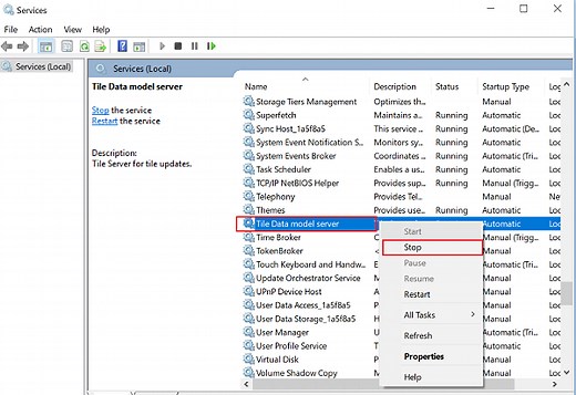Turn Off Tile Data Model Server Service on Windows PC