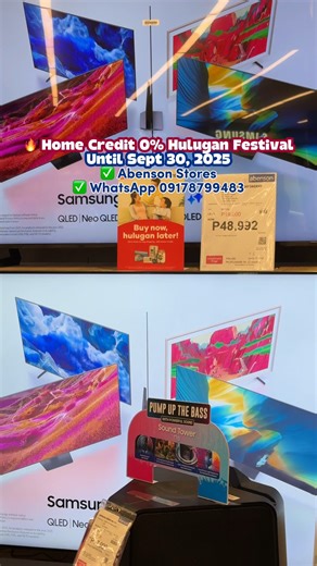 Home Credit 0% Hulugan Festival on ALL Samsung TV & Audio 😲❤️ Shop online: https://q.me-qr.com/i1AOXfse #Abenson #AmazinglyAwesome #LoveAbenson #FaveApplianceStore | Abenson