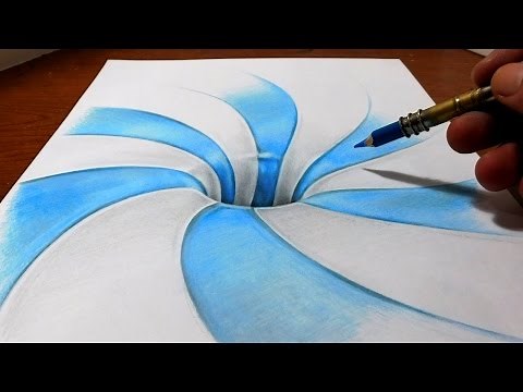 Drawing a Spiral Pattern Hole - Anamorphic Illusion