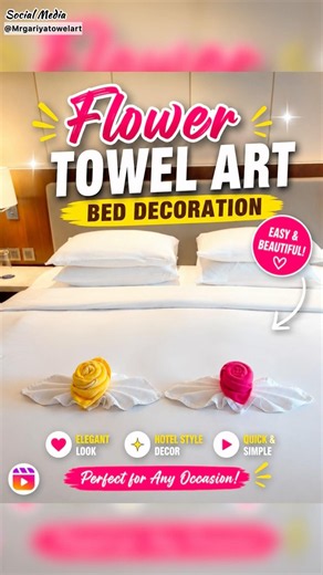 How to Make a Beautiful Flower Towel Art on Bed | Easy Hotel Bed Decoration Tutorial