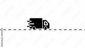 Delivery cargo truck icon, Transportation Fast moving shipping delivery truck animation background.