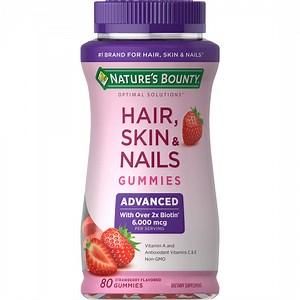 Nature's Bounty Advanced, Hair Skin and Nails Vitamins with Biotin, Strawberry Gummies, 80 Ct