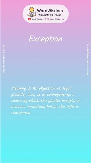 What does "Exception" mean? | English vocabulary shorts | #exception #wordwisdom