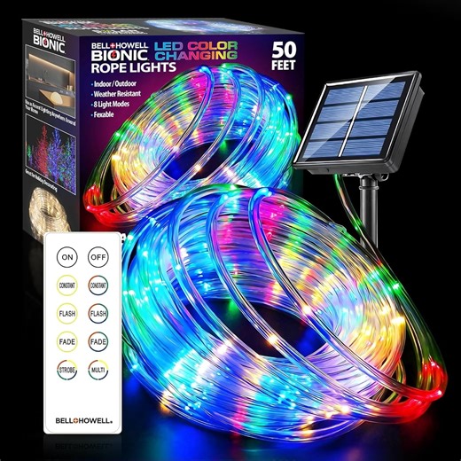 Bell   Howell Bionic 50 Ft. Solar Powered and USB Color Changing LED Rope Lights - Walmart.ca