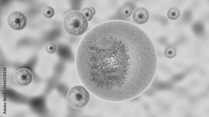 3D animation of process infecting living cell with coronavirus. COVID-19 makes copies inside the living cell then leaves the human cell causes apoptosis.