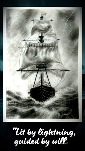 How I Tamed This Storm with Charcoal Art! ⛈️🚢 Satisfying Drawing Process for Fearless Hearts 💪🔥