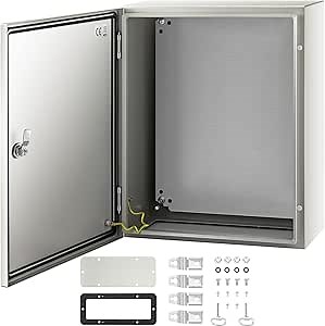 VEVOR NEMA Steel Enclosure, 20 x 16 x 8'' NEMA 4X Steel Electrical Box, IP66 Waterproof & Dustproof, Outdoor/Indoor Electrical Junction Box, with Mounting Plate