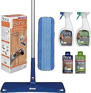 Bona Multi-Surface Floor Care Kit - Includes Microfiber Mop, Microfiber Cleaning Pad, Hardwood Floor Cleaning Solution, and Multi-Surface Floor Cleaning Solution - Kit for Hard Floors